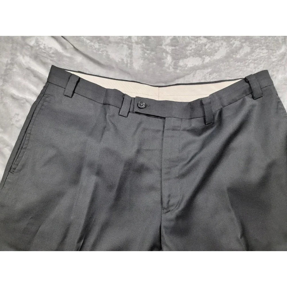 CALVIN KLEIN MEN'S BLACK FLAT FRONT‎ DRESS PANTS SIZE 38X29 polyester, rayon